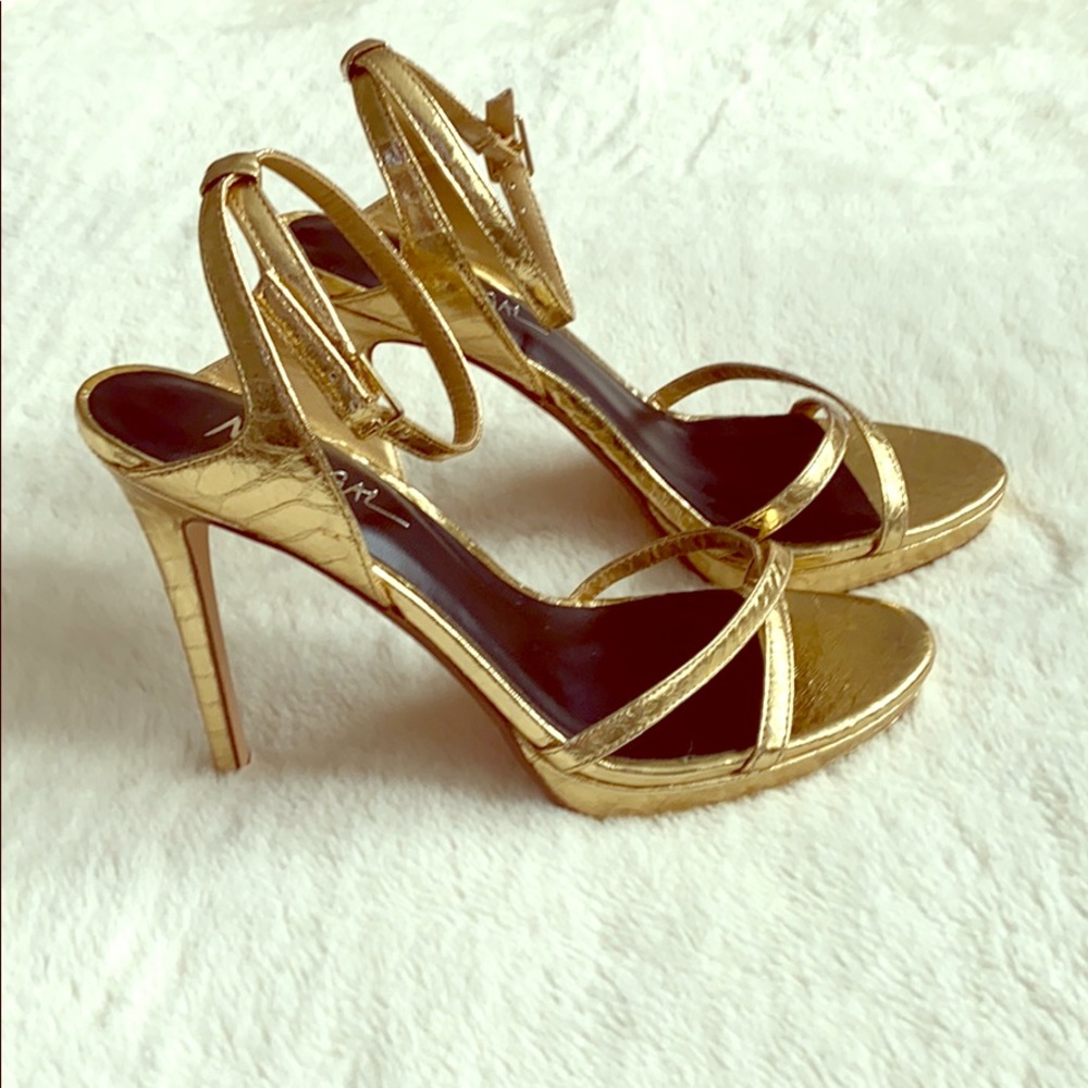 Nasty Gal gold snake textured sandals- like new!